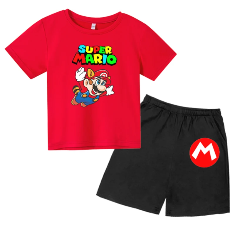 

Летняя детская одежда, комплекты одежды для подростков, мультяшный стиль, футболка для мальчиков и девочек + шорты, штаны, спортивный костюм,...