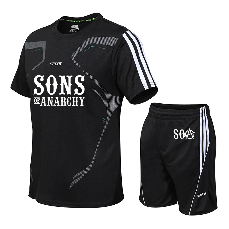 

Мужской костюм для косплея SOA Sons of анархии, хлопковая Футболка с принтом и шорты, комплект из 2 предметов, Новинка лета