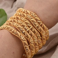 6pcs bangles 24k dubai 4pcslot ethiopian gold color bangles for women girl indian african wedding party bridal bracelets gift