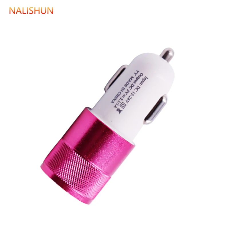 Двойной Переходник USB для зарядки в машине 3.1A смартфон/планшет автомобильное металлическое зарядное устройство - Цвет: 1pcs-red