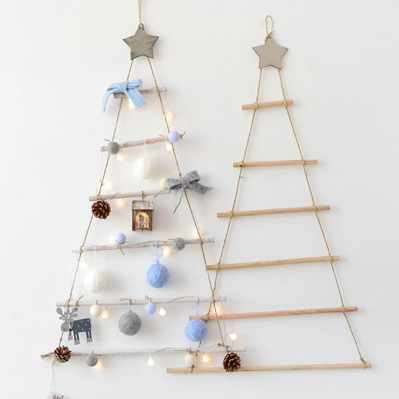 

Nordic Style DIY Wooden Christmas Tree Artificial Fake Ornaments Wall Hanging Decoration for Home New Year Decor Pendants
