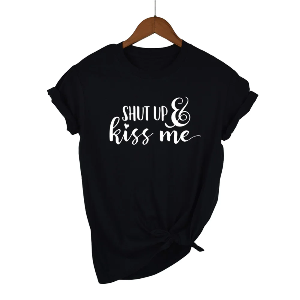 Женская хлопковая Футболка с принтом Keep Up and Kiss Me повседневная забавная футболка