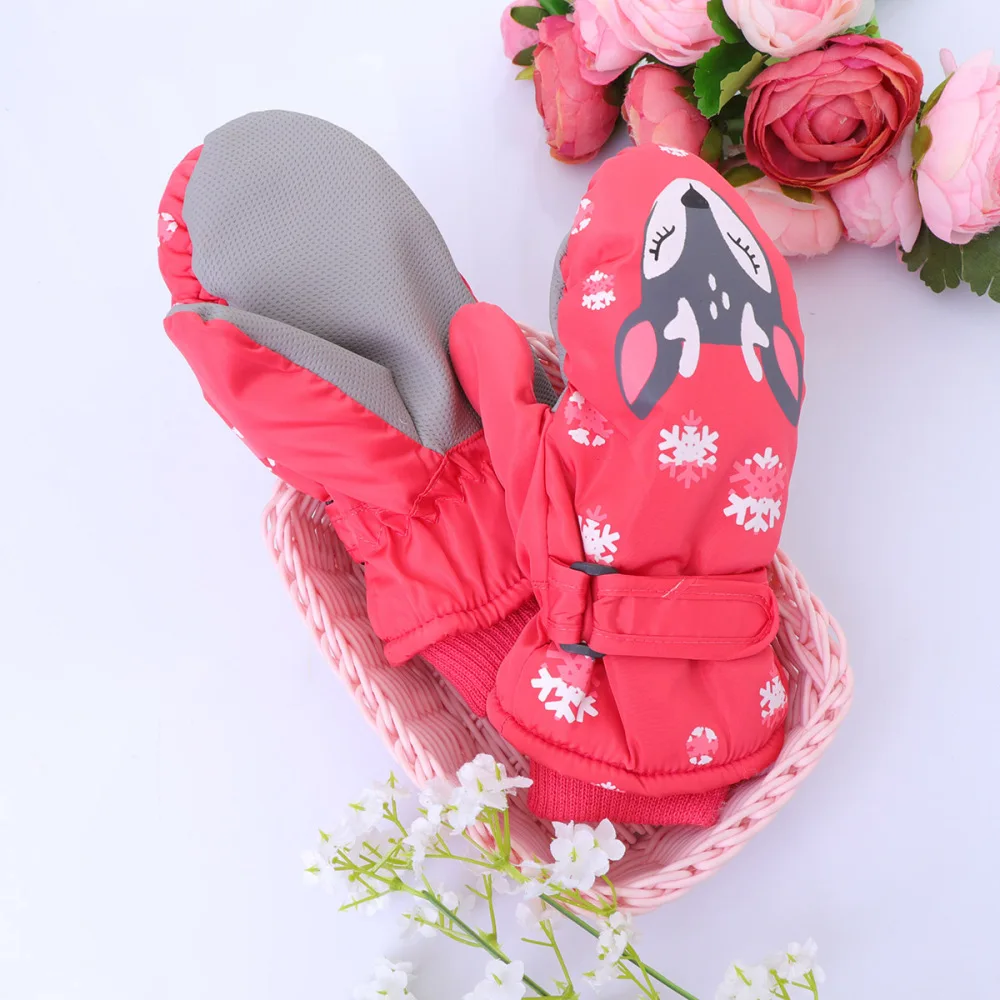 

1 Pair of Christmas Deer Pattern Winter Skating Waterproof Warm Thicken Double-Layer Kids Skating Wi