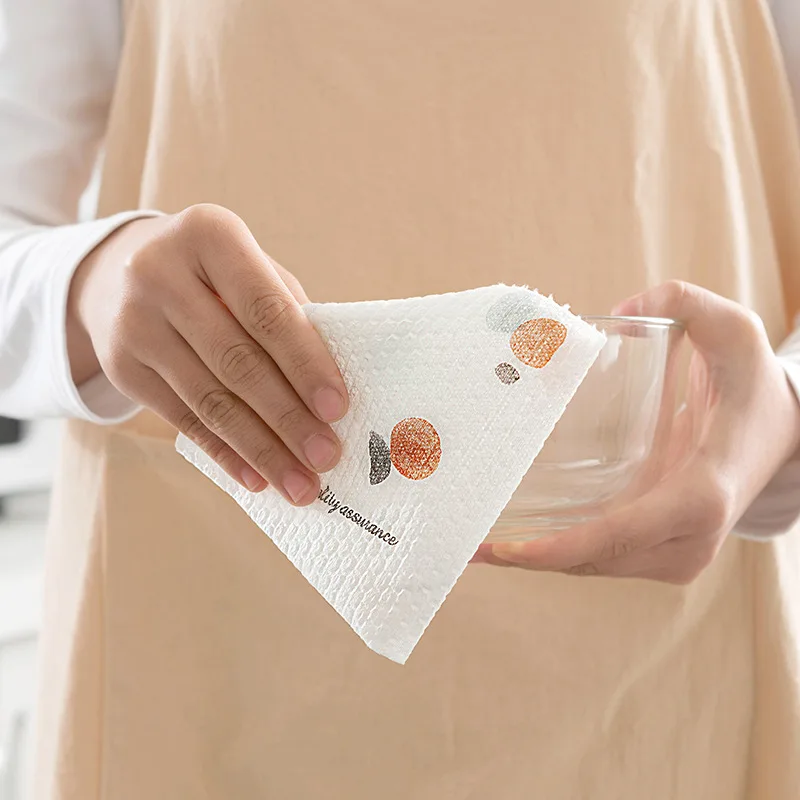 

Kitchen Disposable Rolls Colth Lazy Rag Print Non-Woven Daily Household Clean ClothRag Disposable Kitchen Cleaning Cloth