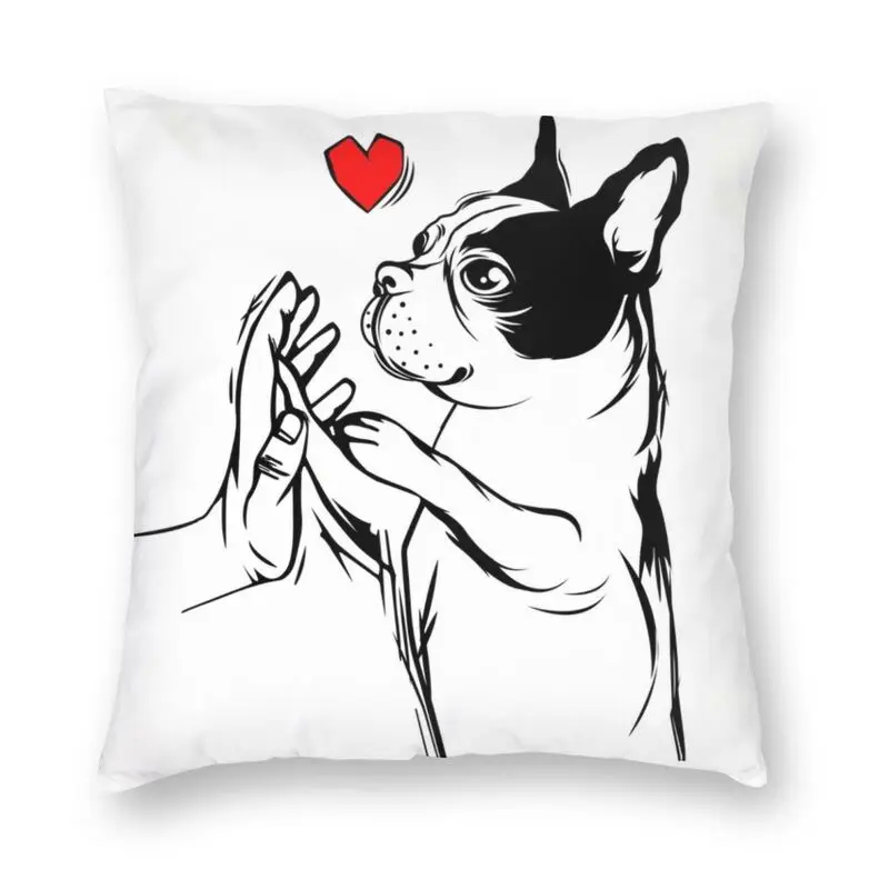 

Квадратная наволочка для подушки Sweet Boston Terrier, домашняя декоративная наволочка для подушки с 3D-принтом смешного мультяшного щенка для гости...