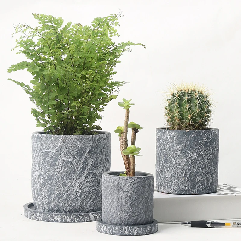 

Домашний горшок для растений, большая посуда из цемента в скандинавском стиле, потертый шикарный цветочный горшок, пол, дерево, кактус, Орхи...