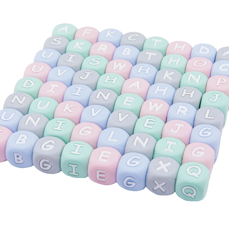 

20Pcs Pink Silicone Letter Beads Food Grade BPA Free Letter DIY baby Name Baby Teether BPA FREE 12mm