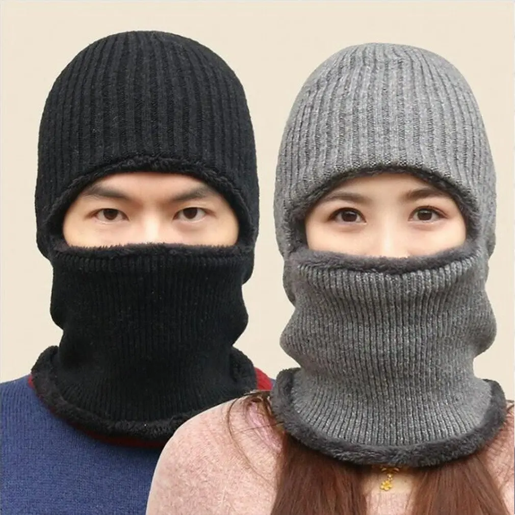 

Coral Fleece Winter Hhat Beanies Men's Hat Scarf Warm Breathable Wool Knitted Hat For Women Double Layers Protection Cap