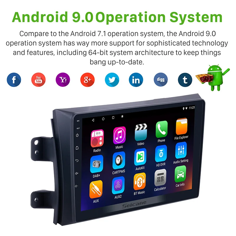 Автомобильный мультимедийный плеер Seicane 2din 9 " Android 0 GPS радио для 2006 2007 2008 2009 2010 2011