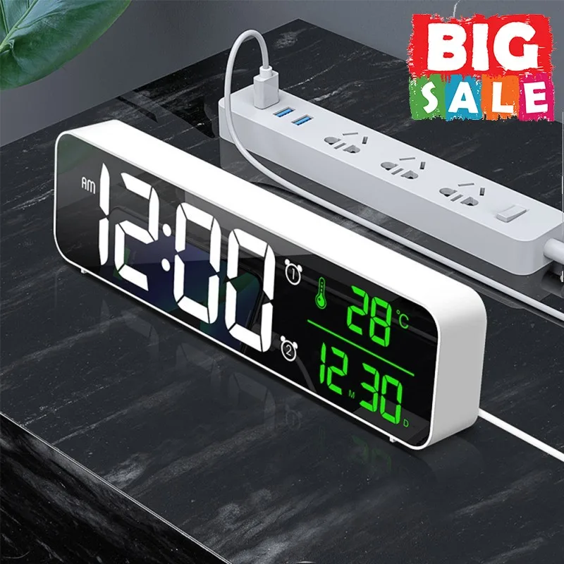 

Bedroom LED Digital Alarm Clock USB Alarm Clock Backlit Desktop Timer Temperature Display Alarm Clock Office Alarm Clock