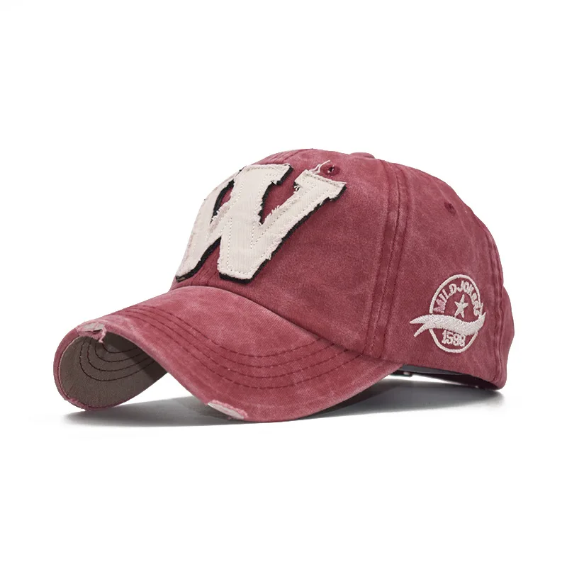 

2021 Cotton Embroidery Letter W Baseball Cap Snapback Caps Bone casquette Hat Distressed Wearing Fitted Hat For Men Custom Hats