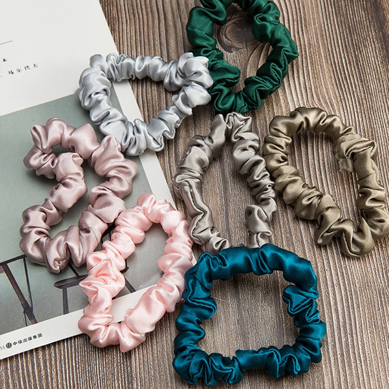 

Women Silk Skinnies Scrunchie Hair Ropes Scrunchy Elastics Ponytail Holders For Women Girls Hair Accessories