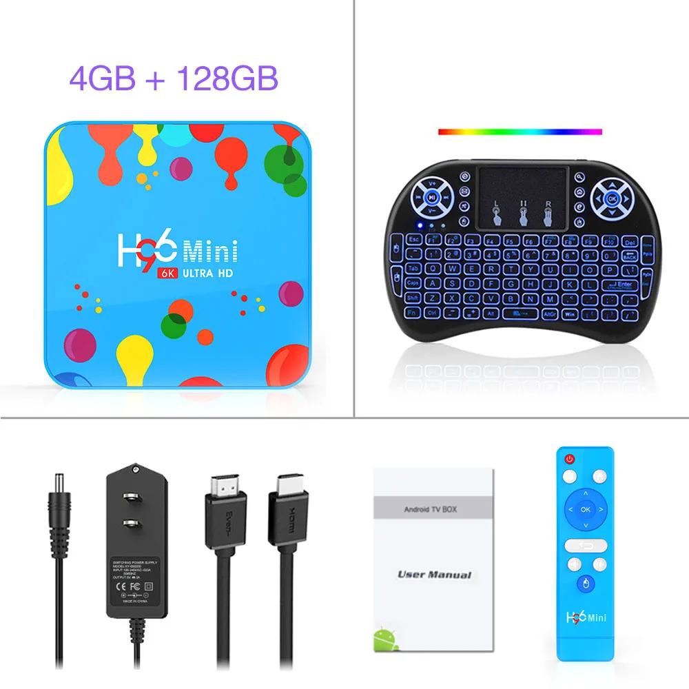 4G 128G i8 backnit k H96 Мини Android 9,0 ТВ приставка Allwinner H6 6K H.265 USD3.0 двойной Wifi HDR Поддержка Google плеер Youtube телеприставка 4 ГБ 32 ГБ 128 ГБ - Цвет: 4G 128G i8 backnit k
