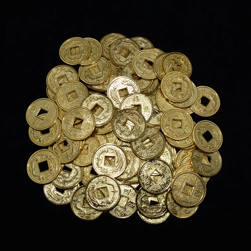 Китайская Золотая старинная монета фэн-шуй 20 мм удача драконы античное богатство