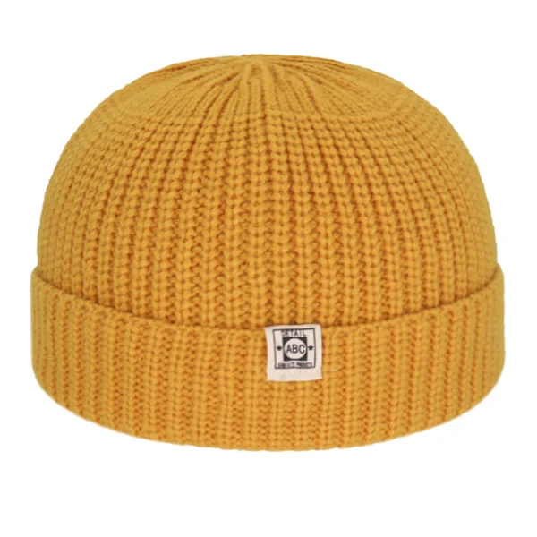 Короткие Зимние шапки для мужчин Skullies Beanies Мужская Зимняя Шапка-бини женская шапка s Miki Docker Skull cap Bonnet женская вязаная шапка - Цвет: yellow