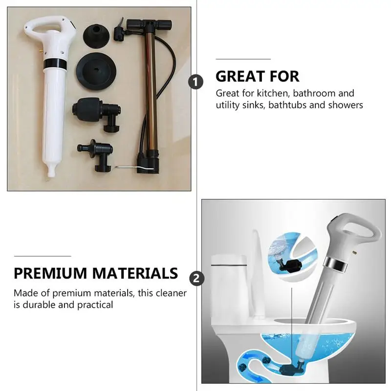 

1 Set Toilet Sewer Plunger Practical Closestool Cleaner Bathroom Supply White