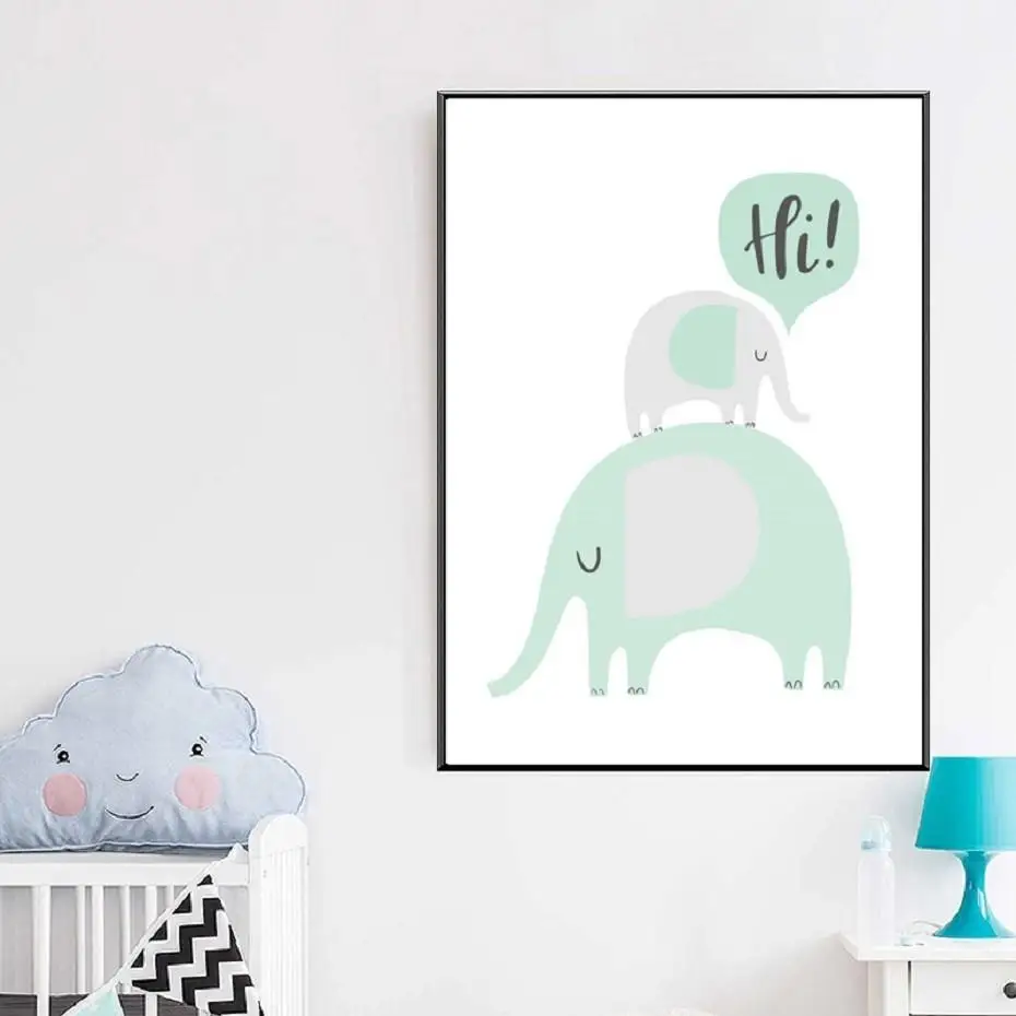 58 зеленых лесных животных декор для детской комнаты минималистичные плакаты