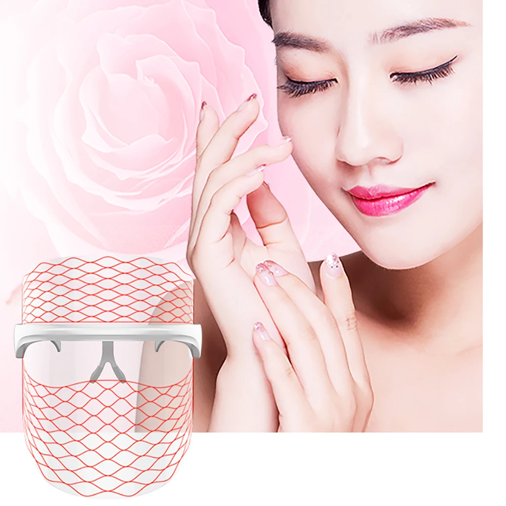 

7-цветная маска для лица с красивым рисунком, светодиодная лампочка, инструмент для лица, световая терапия, против акне, отбеливание морщин, ...