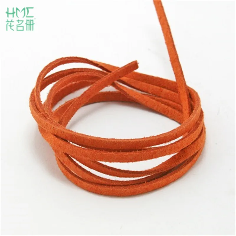 Orange Новое поступление 3 мм 1 м/лот 17 цветов плоская Искусственная Замша корейский бархат кожаный шнур DIY для браслета аксессуары для ювелирных изделий - Цвет: Orange