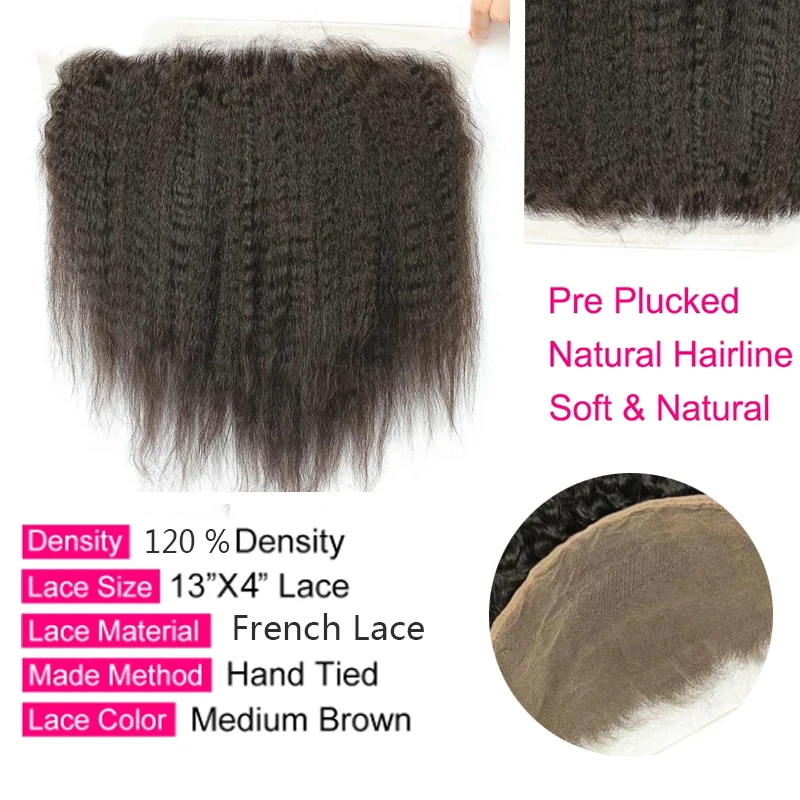 13х6 кружевное фронтальное закрывание курчавые прямые ушки на ухо предварительно