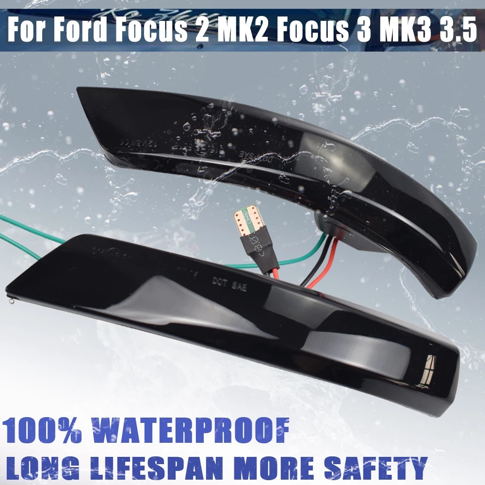 

Flowing Side Wing Rear Mirror Indicator Blinker LED Dynamic Turn Signal Light For Ford Focus 2 MK2 2008-2011 (EU version)