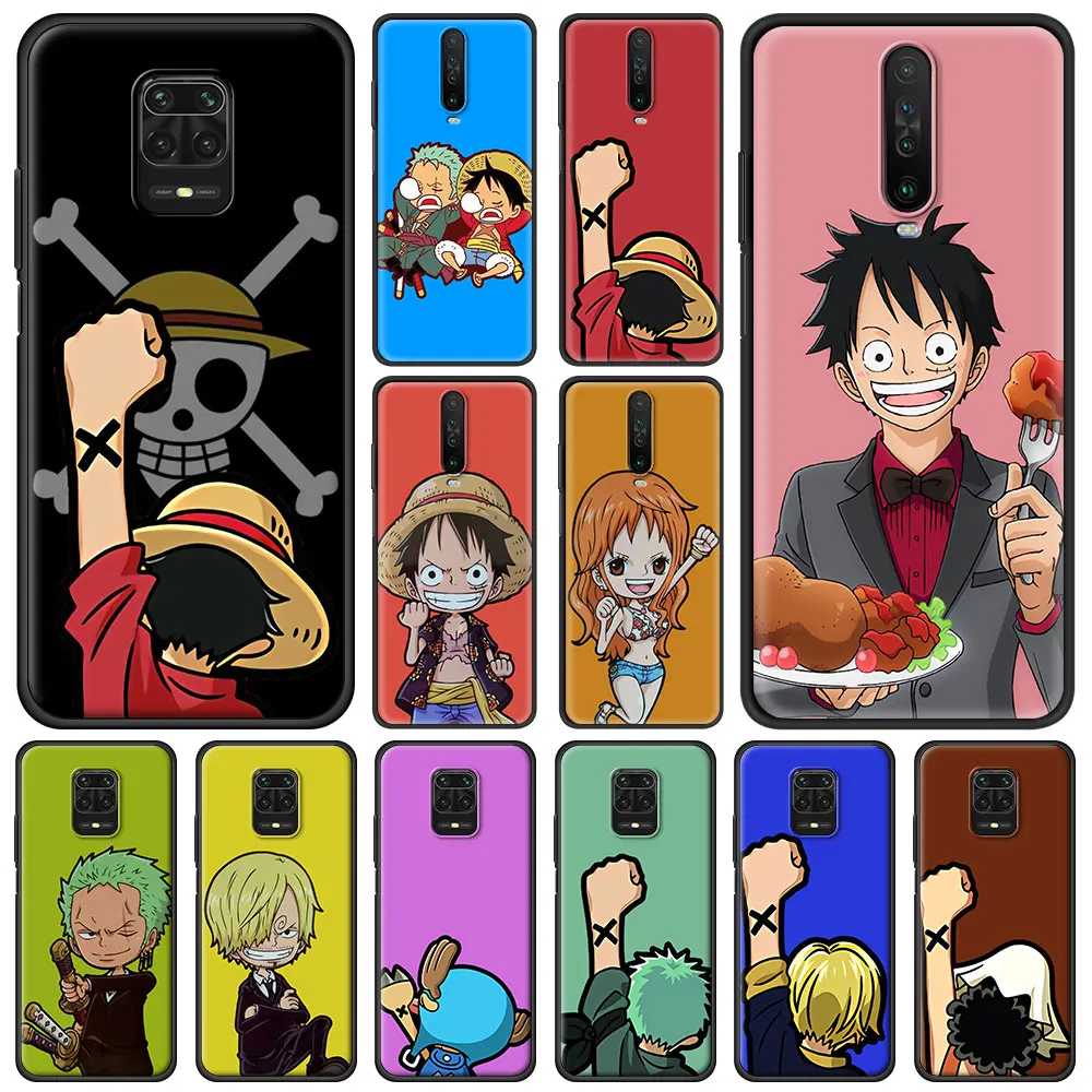 

L-Luffy-O-One-P-Piece Anime Phone Case For Xiaomi Redmi Note 9S 9 8 10 Pro 7 8T 9C 9A 8A K40 Soft Black Cover Luxury Couqe Capa