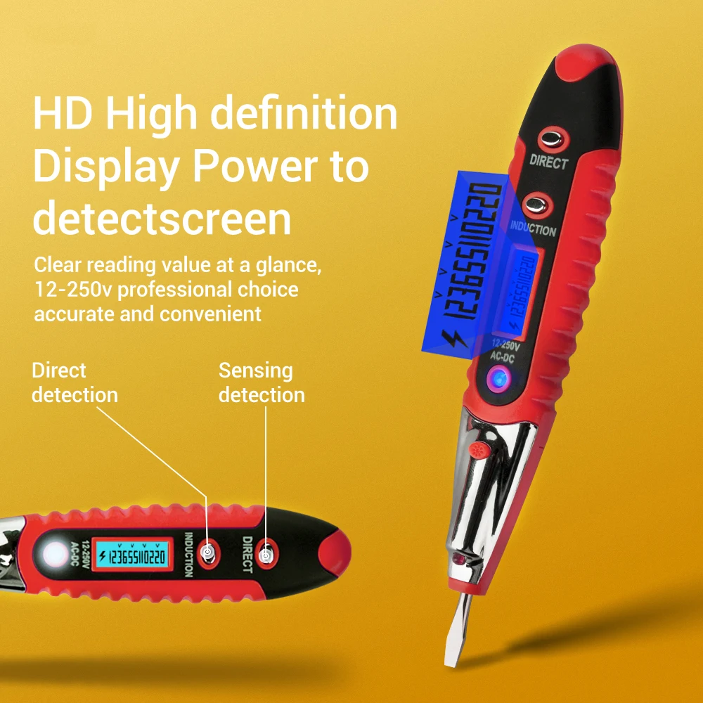Vastar VD700 цифровой дисплей электрическая тестовая ручка 12-250 В AC DC Многофункциональный тестовый er ЖК-дисплей детектор напряжения для электрика