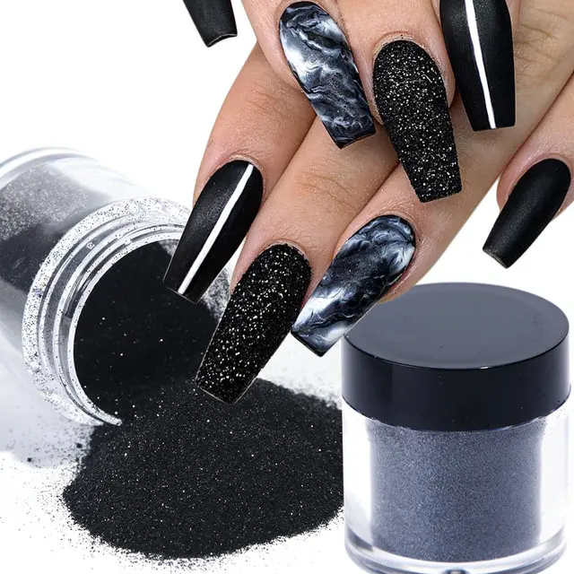 

1 Box Black White Nail Glitter Dipping Powder Shiny Pigment Dust Laser Sugar Nail Art Sequins Glitters Decorations Manicure