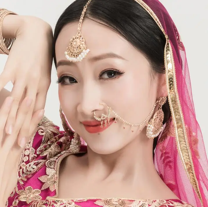 Wholesale India Woman Girl Belly Dance Accessories Performance Headdress Earrings and Nose Ring | Тематическая одежда и