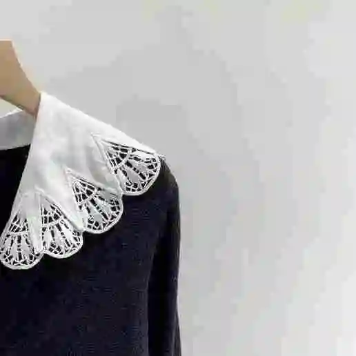 

Новинка 2021 Ранняя осень кружевной полый кукольный воротник вязаный Топ женский пуловер