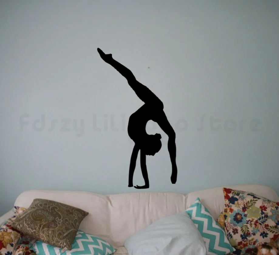 Gimnastyka dziewczyna Wall Art naklejka gimnastyka artystyczna Sport Vinyl naklejki ścienne dzieci dziewczyny Gym Home H540 | Дом и сад
