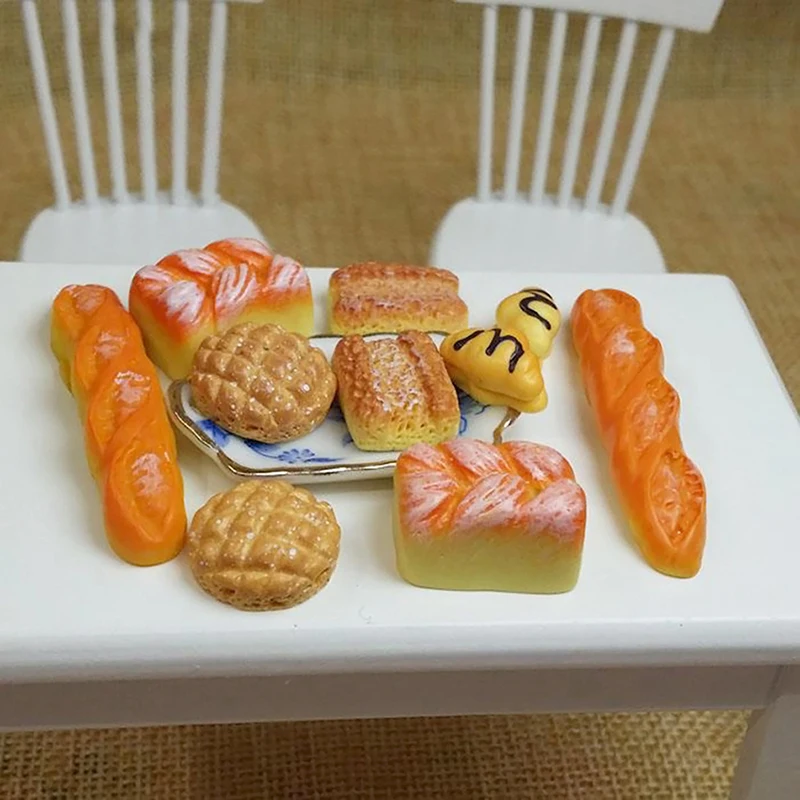 

6 шт./компл. имитация мини-хлеба ролевые игры игрушка 1:12 Кукольный Домик из смолы имитация еды кухонный Декор сцена аксессуары для кукольног...