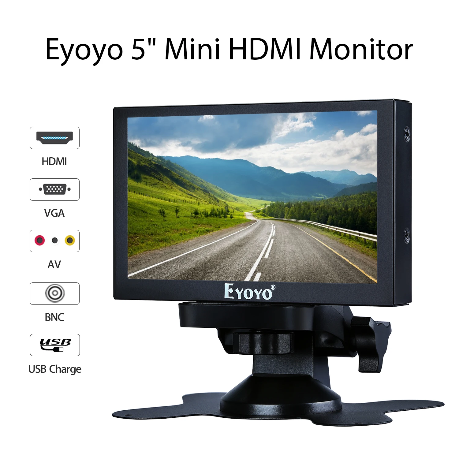 

Eyoyo EM05C 5-дюймовый мини ТВ компьютерный монитор 800X480 цветной ЖК-экран Автомобильная камера заднего вида монитор с HDMI BNC USB VGA AV вход