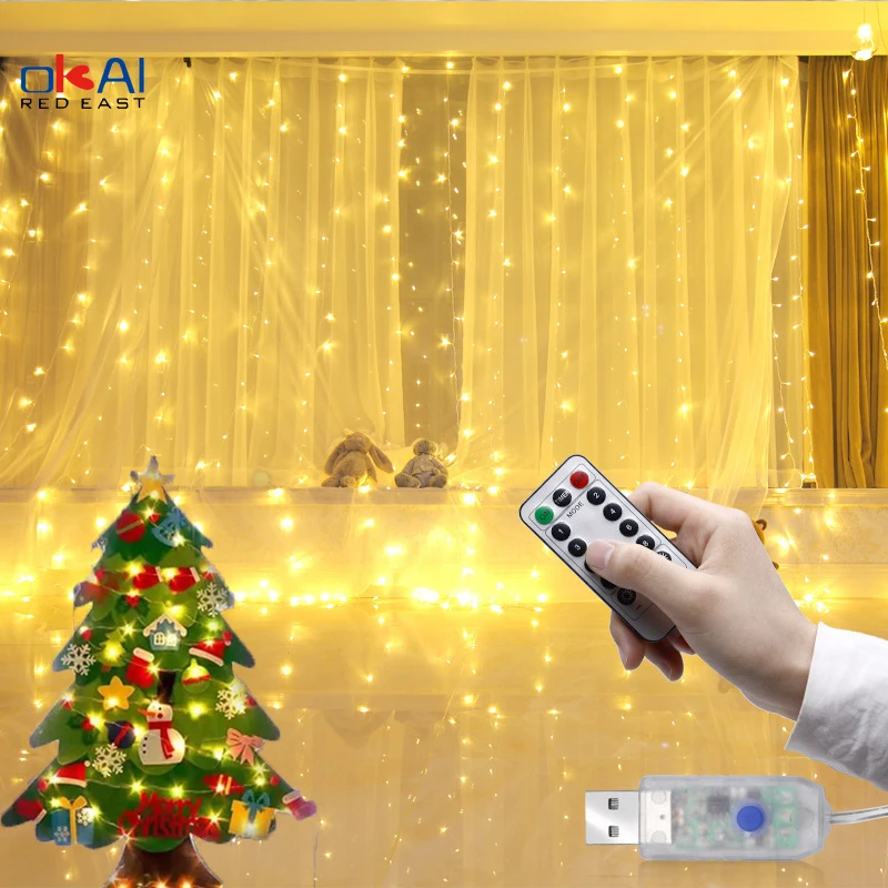 

Garland Curtain for Room New Year's Wedding Christmas Lights Decorations Curtains For Home Festoon Led Light Decor Fairy Lights.