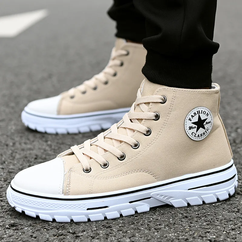 

Big Size 39-44 High Top Sneakers Canvas Shoes Boys Sneakers High Quality Comfort Sneakers Man Autumn Shoes 2021