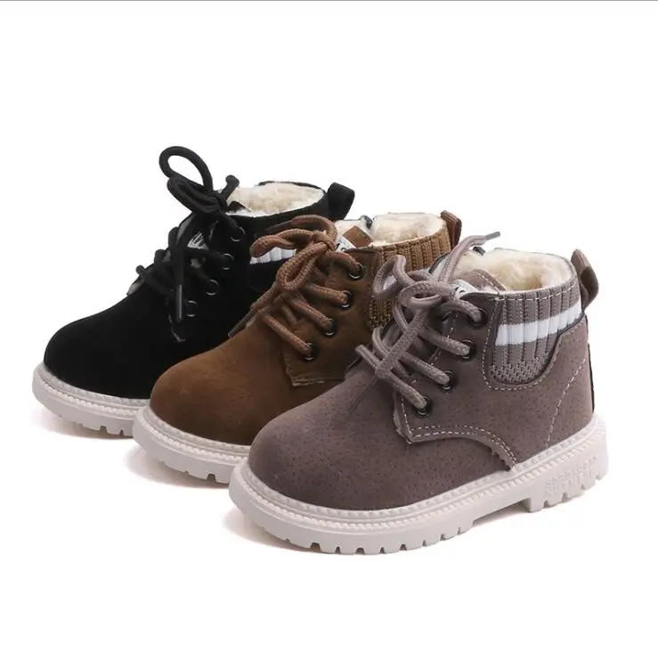 Детская повседневная обувь Осень-зима Ботинки Martin модная кожаная для мальчиков