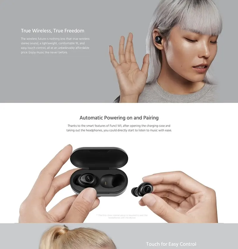 FUNCL W1 Youth bluetooth 5,0 наушники TWS Touch HiFi музыка беспроводной стерео водонепроницаемый для Xiaomi для samsung OnePlus