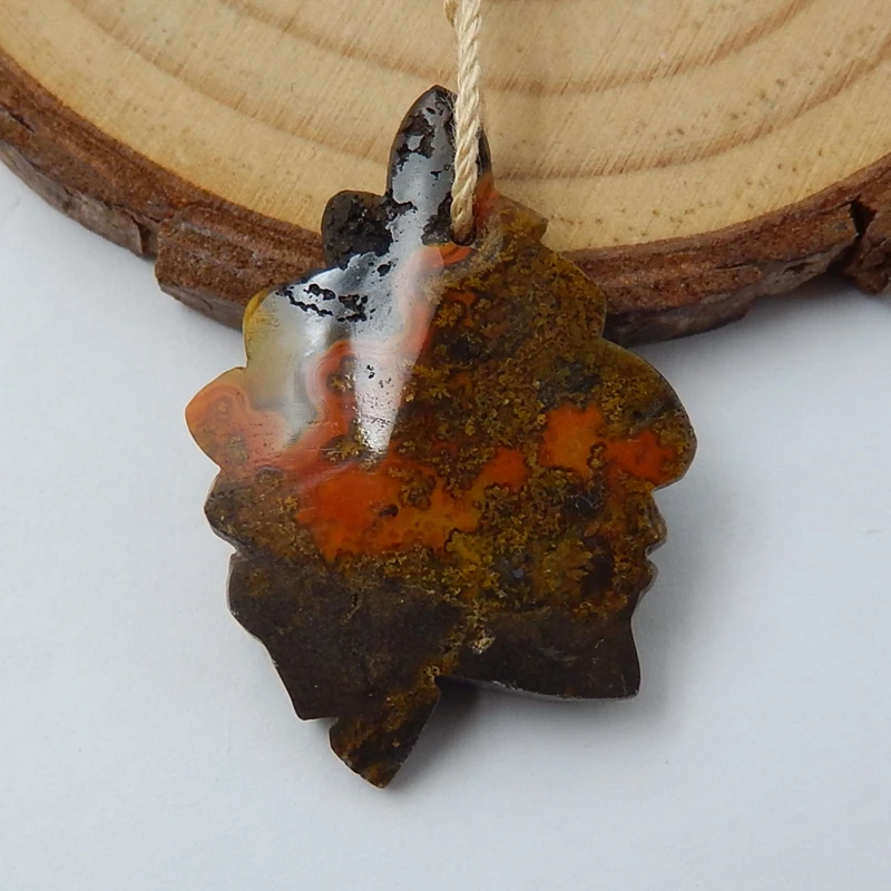 Hot Sale Natural Stone Warring States Red Agate Handmade Indian Head Short Pendant Semi-finished products DIY Jewelry Making | Украшения и