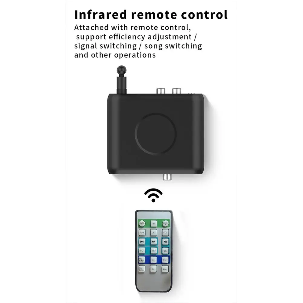 

Multi-function Digital Audio Bluetooth 5.0 Converter Receiver Audio Amplifier With Remote Control Dual Output Wireless Adapter