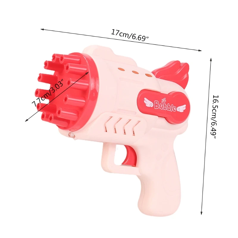

T5EC 12-Hole Electric Automatic Bubble Machine Gun, Pink/Blue Bubble Maker Toy for Toddlers Outdoor Activities