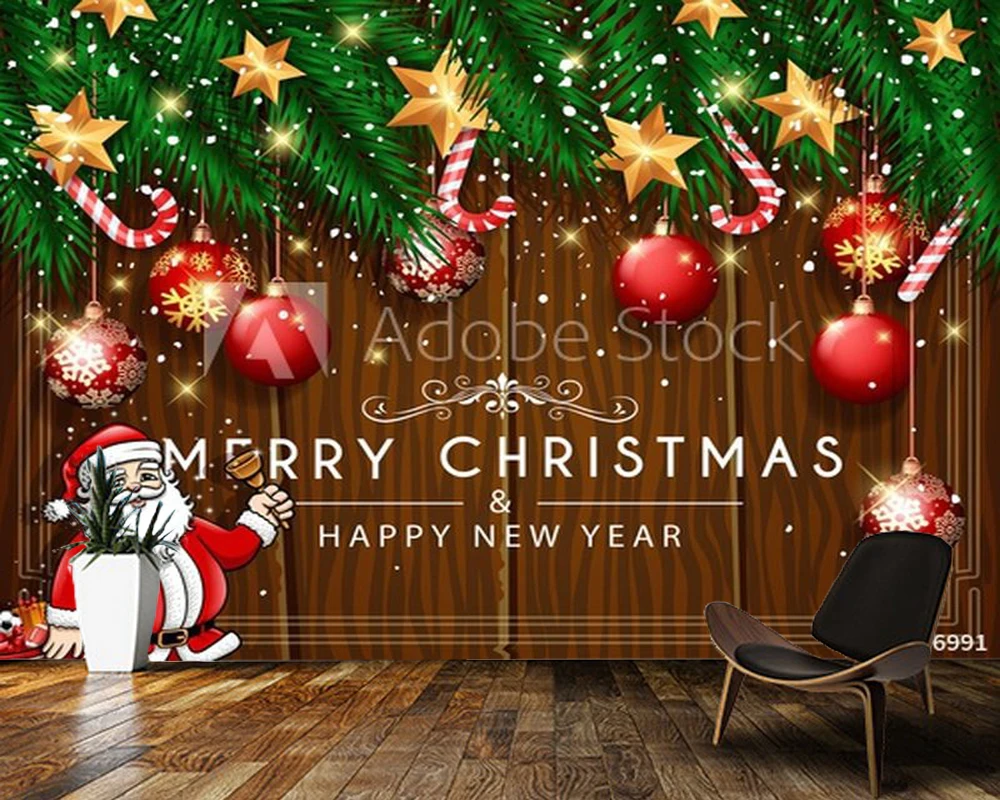 

Papel de parede Christmas decoration cartoon Santa kids' 3d wallpaper mural,living room children bedroom wall papers home decor