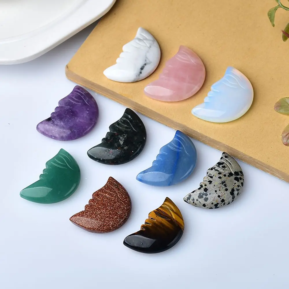 

Moon Shaped Statue Natural Crystal Stone Gemstone Gift Mascot Meditation Healing Gemstone Crystal Pendant Home Decor Sculpture