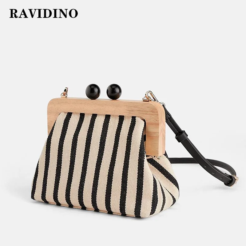 Винтажные полосатые Деревянные сумки на зажиме ракушка сумка роскошные