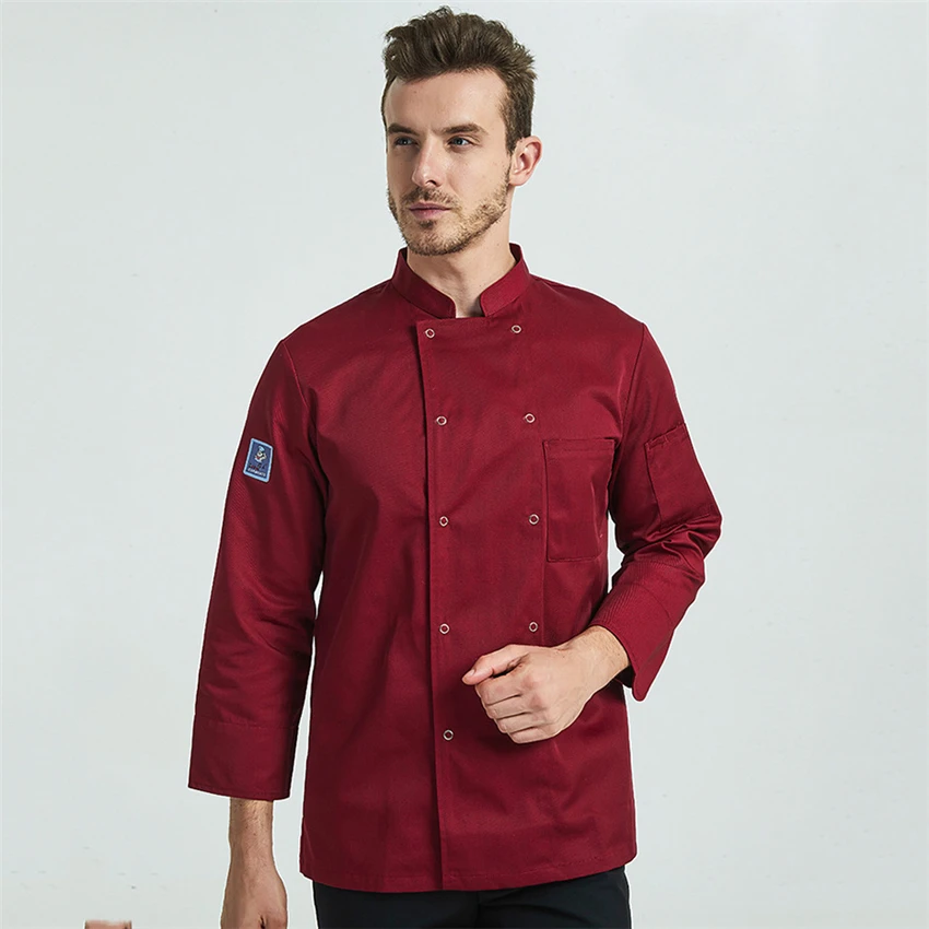 

Professional Chef Uniform Men 2020 News Fashion Botton Baker Coat Cook Chef Restaurant Uniform Kitchen Long Sleeves Catering