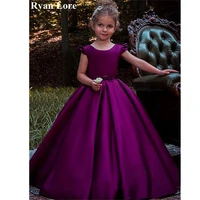purple ball gown flower girl dresses 2020 elegant sleeveless princess dress for weddings party first communion pageant gowns