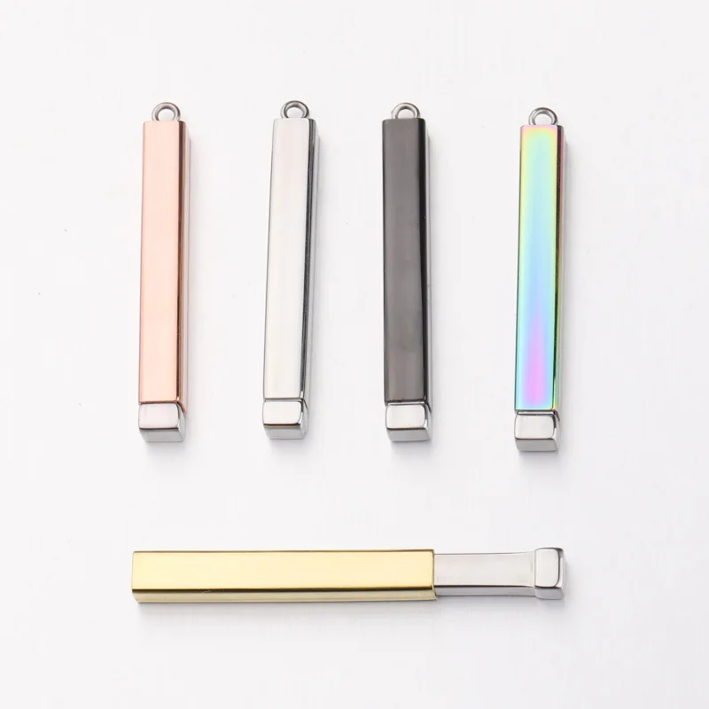 

100% Stainless Steel Rectangle Bar Pendant Blank For Engrave Adjustable Metal Rectangle Tag Mirror Polished Wholesale 5pcs