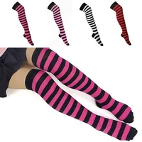 girls stripe new socks fashion stockings casual thigh high over knee acrylic colour sweet high socks female long knee sock