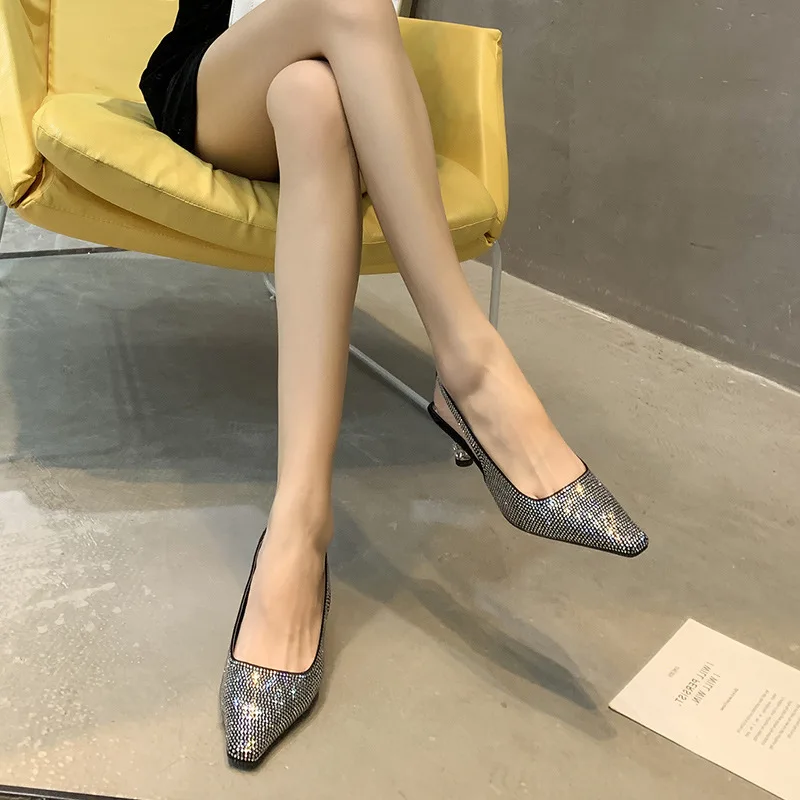 

2020 New Women's Crystal Stiletto High Heels Fashion Lady Classic Shine Sexy Dress Pumps Party Wedding Working Stage Dance Shoes