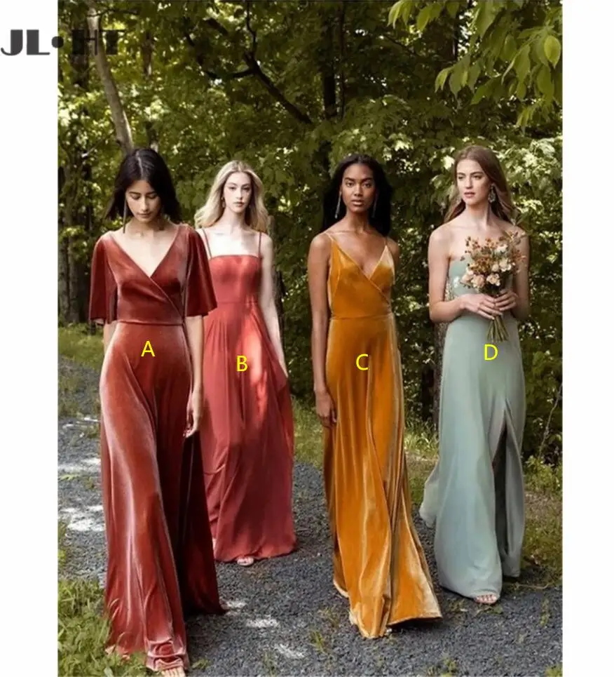 2020 оптовая цена длинное платье подружки невесты es ABCD дизайн бархатное свадебное