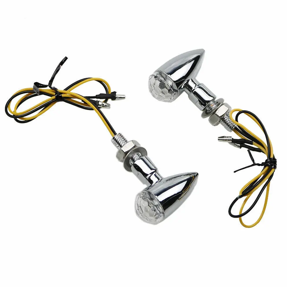 

Chrome+Clear Lens Mini Bullet Universal Motors Turn Signal Light Indicator